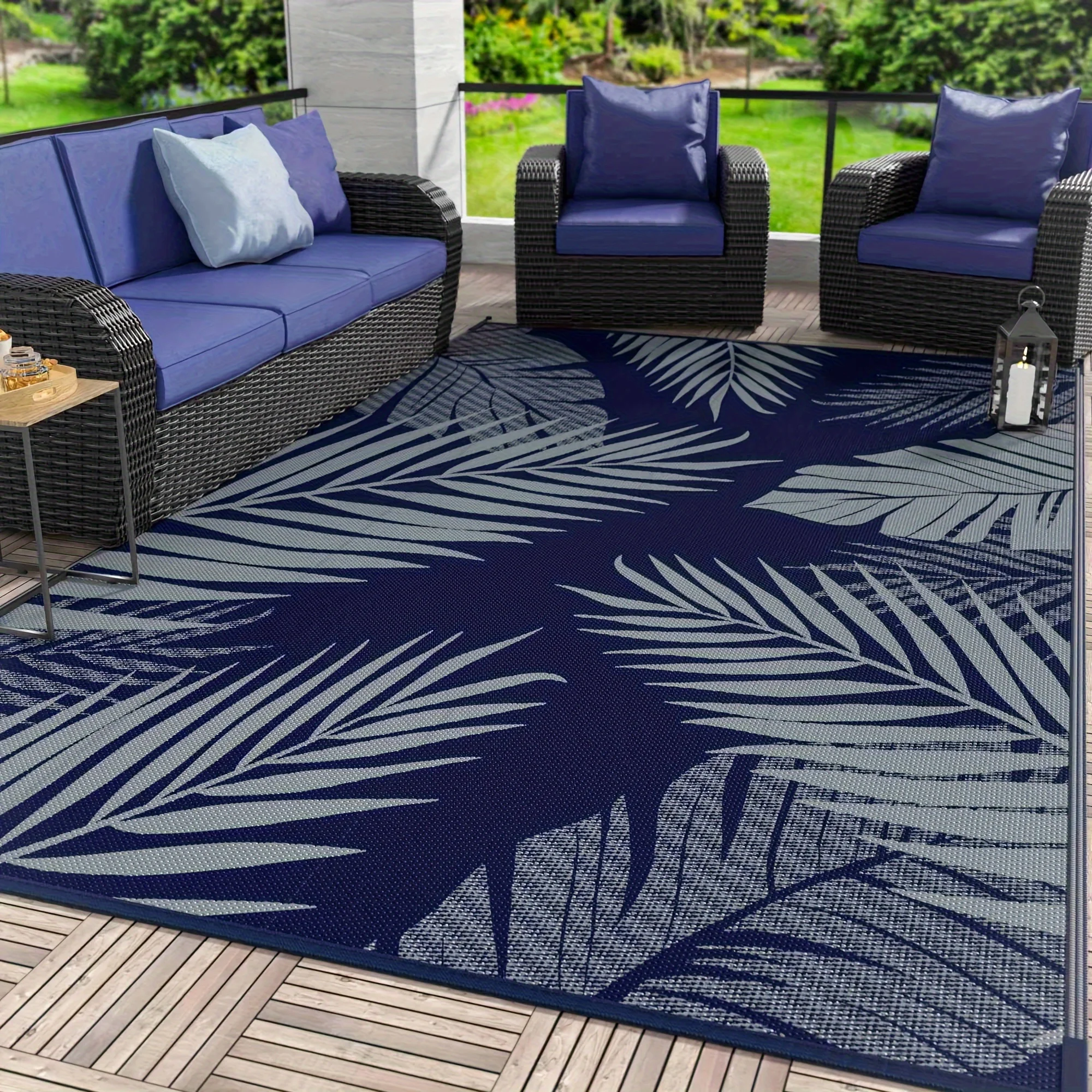 Outdoor Mat for Patios, Reversible Outdoor Plastic Straw Camping Mat Mat, Large Area Rugs Mats for RV, Camper, Deck, Balcony, Porch, Beach, Navy Blue&Grey
Outdoor Mat for Patios, Reversible Outdoor Plastic Straw Camping Mat Mat, Large Area Rugs Mats for RV, Camper, Deck, Balcony, Porch, Beach, Navy Blue&Grey