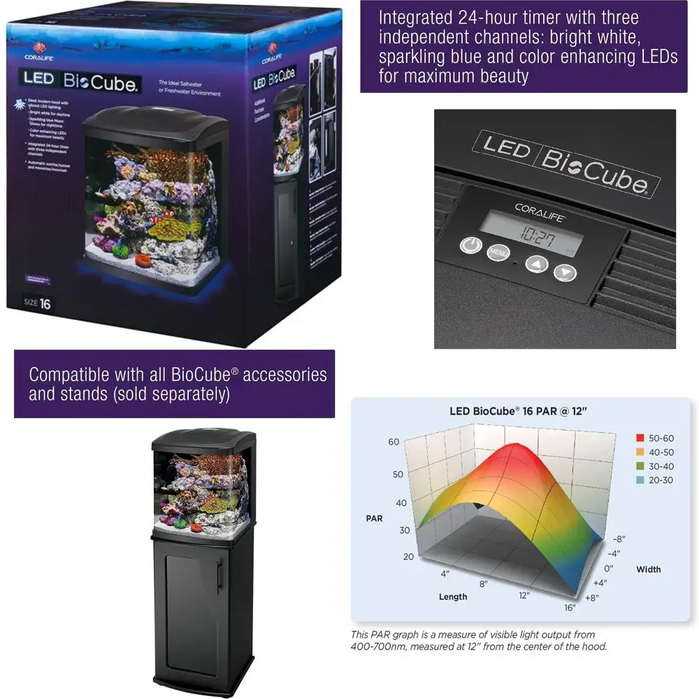 16-галлонный регулируемый LED-аквариумный комплект Nano для пресной и морской воды
16-галлонный регулируемый LED-аквариумный комплект Nano для пресной и морской воды