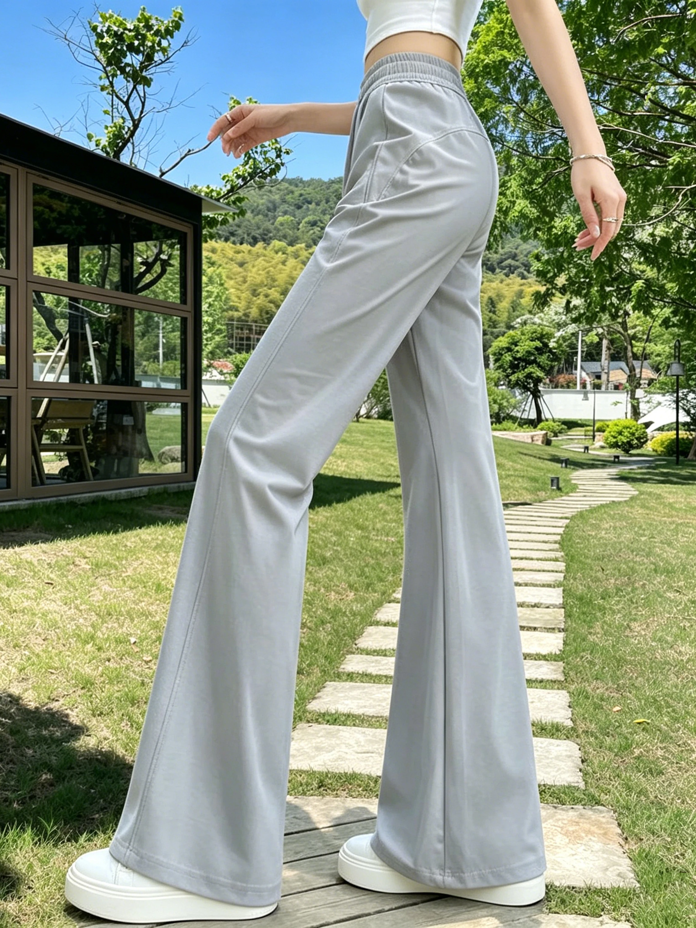 American Style Ice Silk Quick Dry Sports Pants Women's Summer Thin High Waist Slim Fit Micro Flared Pants Elastic Waistband
American Style Ice Silk Quick Dry Sports Pants Women's Summer Thin High Waist Slim Fit Micro Flared Pants Elastic Waistband