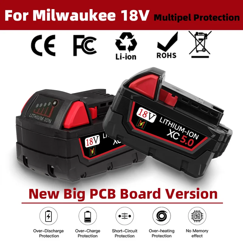 2025 New For Milwaukee charger and For Milwaukee M18 Batteries 21700 8Ah/12Ah/15Ah High Output Rechargeable Li-Ion 18V Battery
2025 New For Milwaukee charger and For Milwaukee M18 Batteries 21700 8Ah/12Ah/15Ah High Output Rechargeable Li-Ion 18V Battery