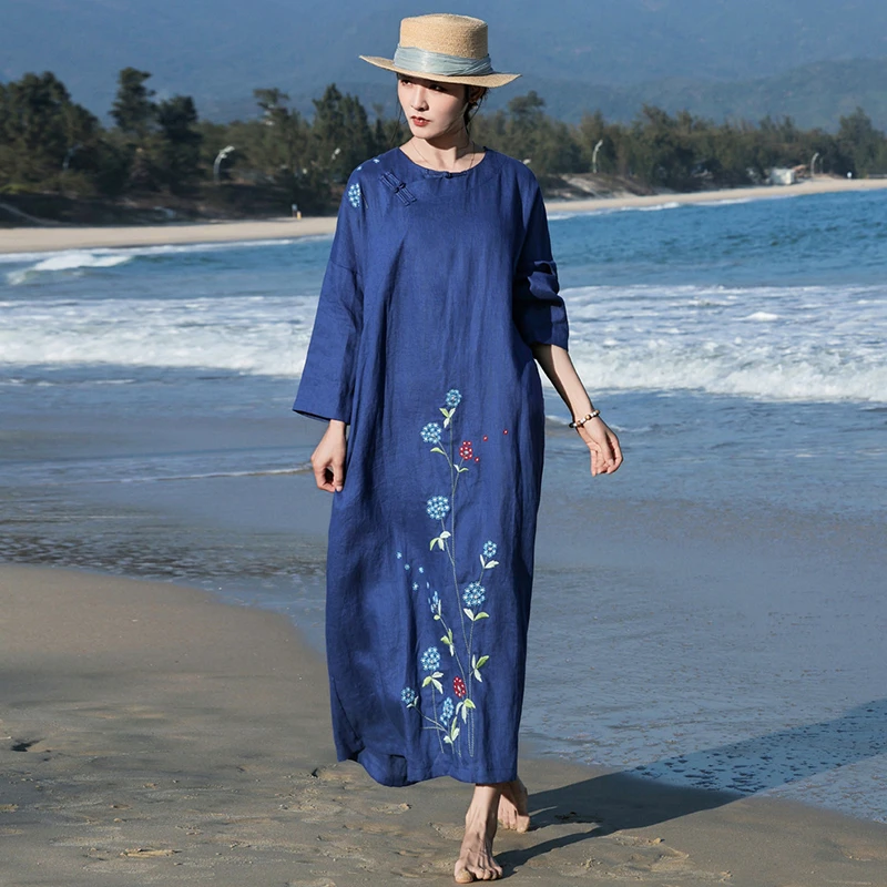 Chinese Style Women Casual Long Dress New 2026 Spring Vintage O-neck Floral Embroidery Loose Female Vacation Dresses M2385
Chinese Style Women Casual Long Dress New 2026 Spring Vintage O-neck Floral Embroidery Loose Female Vacation Dresses M2385
