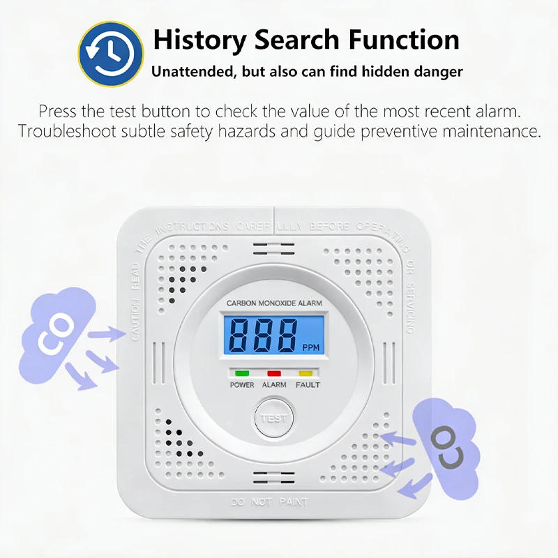 High Precision Carbon Monoxide Detector with Continuous LCD Real-time Display, 85dB Loud Audible Alarm, Ultra-low Power Consumpt
High Precision Carbon Monoxide Detector with Continuous LCD Real-time Display, 85dB Loud Audible Alarm, Ultra-low Power Consumpt
