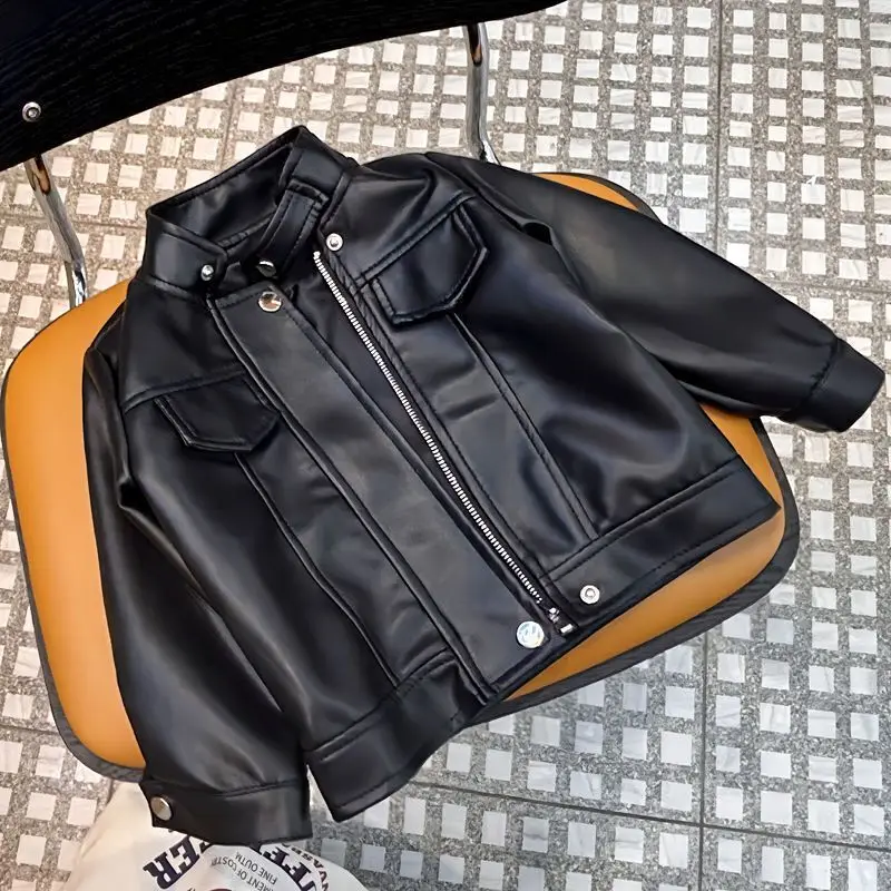 Autumn PU Leather Jackets Boys Baby Boy Casual Zipper Coat 2-8 Years Black Long Sleeve Girls Outerwear Handsome Kids Clothing
Autumn PU Leather Jackets Boys Baby Boy Casual Zipper Coat 2-8 Years Black Long Sleeve Girls Outerwear Handsome Kids Clothing