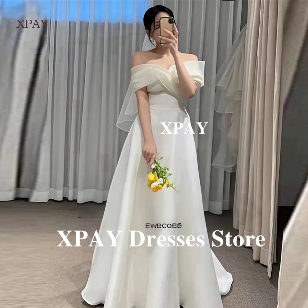 XPAY Elegant Silk Organza A Line Wedding Dresses Korea Photo shoot Off Shoulder Sleeves Floor Bridal Gowns Customized 웨딩드레스
XPAY Elegant Silk Organza A Line Wedding Dresses Korea Photo shoot Off Shoulder Sleeves Floor Bridal Gowns Customized 웨딩드레스