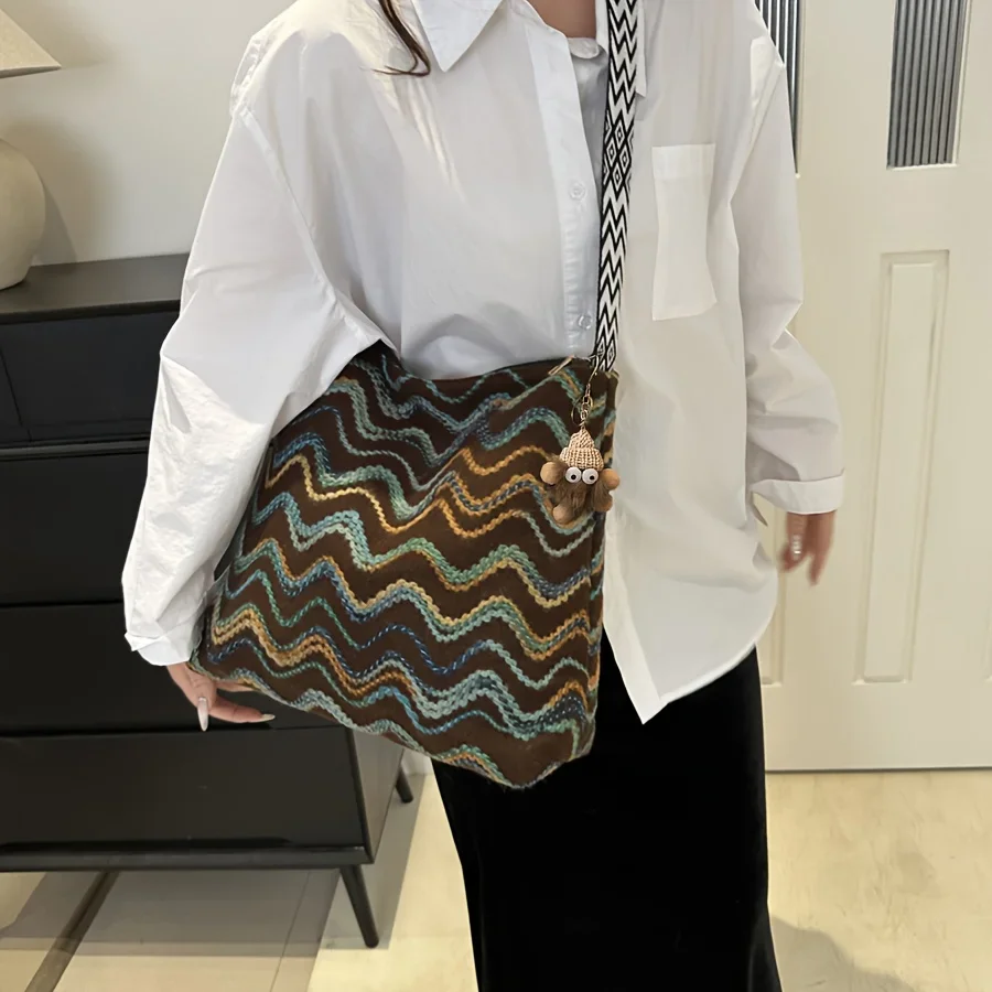 Wave Pattern Shoulder Bag For Women, Fashionable Versatile Hobo Crossbody Bag For Travel, Commute & Daily Use
Wave Pattern Shoulder Bag For Women, Fashionable Versatile Hobo Crossbody Bag For Travel, Commute & Daily Use