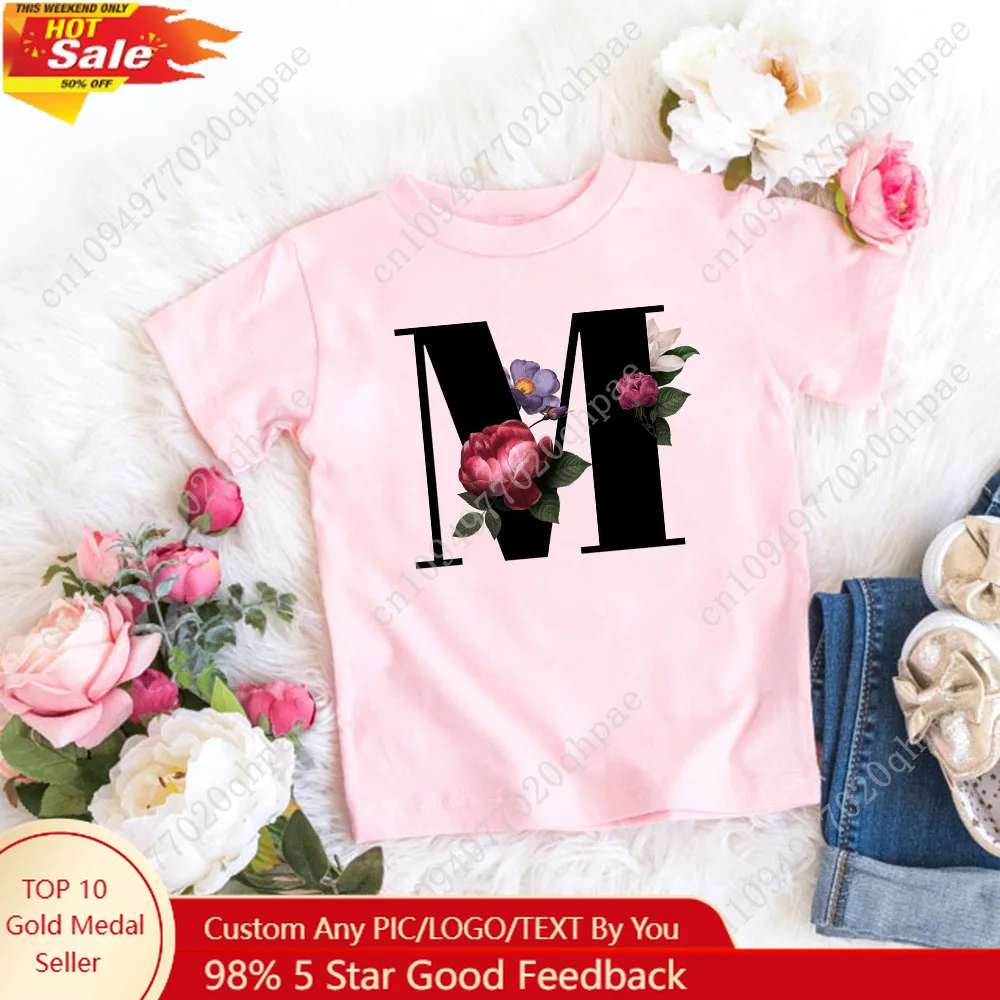 Pink T-shirt girl A B C letter flowers cute ins wind sweet top short sleeve creative boys girls clothes
Pink T-shirt girl A B C letter flowers cute ins wind sweet top short sleeve creative boys girls clothes