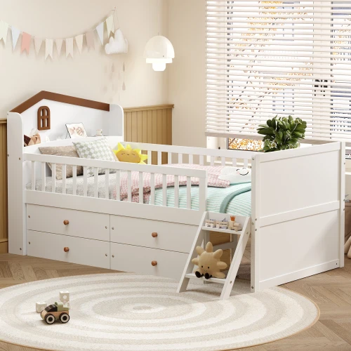 #Modern Twin Bed Frame Storage 4 Drawers Solid Pine Wood Kids Platform Twin Bed Ladder Bedroom Eco-Friendly
#Modern Twin Bed Frame Storage 4 Drawers Solid Pine Wood Kids Platform Twin Bed Ladder Bedroom Eco-Friendly