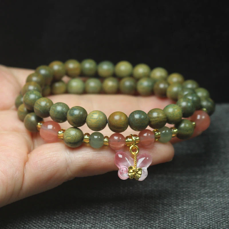 8mm double-loop bracelet with fragrant green sandalwood and butterfly pendant, women's decorative prayer beads and Buddhist bead
8mm double-loop bracelet with fragrant green sandalwood and butterfly pendant, women's decorative prayer beads and Buddhist bead