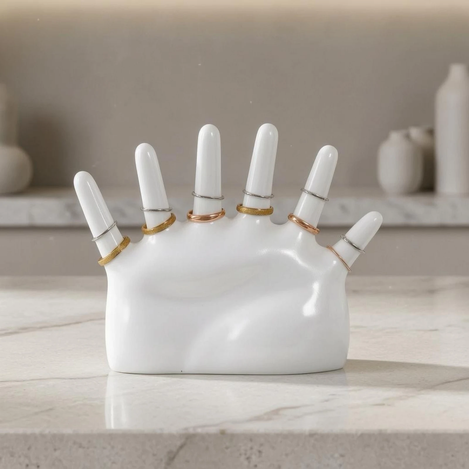 Hand Band Holder Easy to Clean Hand-Shaped Band Stand Jewelry Display Stand Elegant Design Home Decor Stable Base
Hand Band Holder Easy to Clean Hand-Shaped Band Stand Jewelry Display Stand Elegant Design Home Decor Stable Base