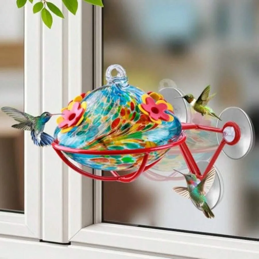 Window Hummingbird Feeder - Hand Blown Glass Mounted Hummingbird Feeder With Strong Suction Cups For Outdoor Window Mount Blue
Window Hummingbird Feeder - Hand Blown Glass Mounted Hummingbird Feeder With Strong Suction Cups For Outdoor Window Mount Blue