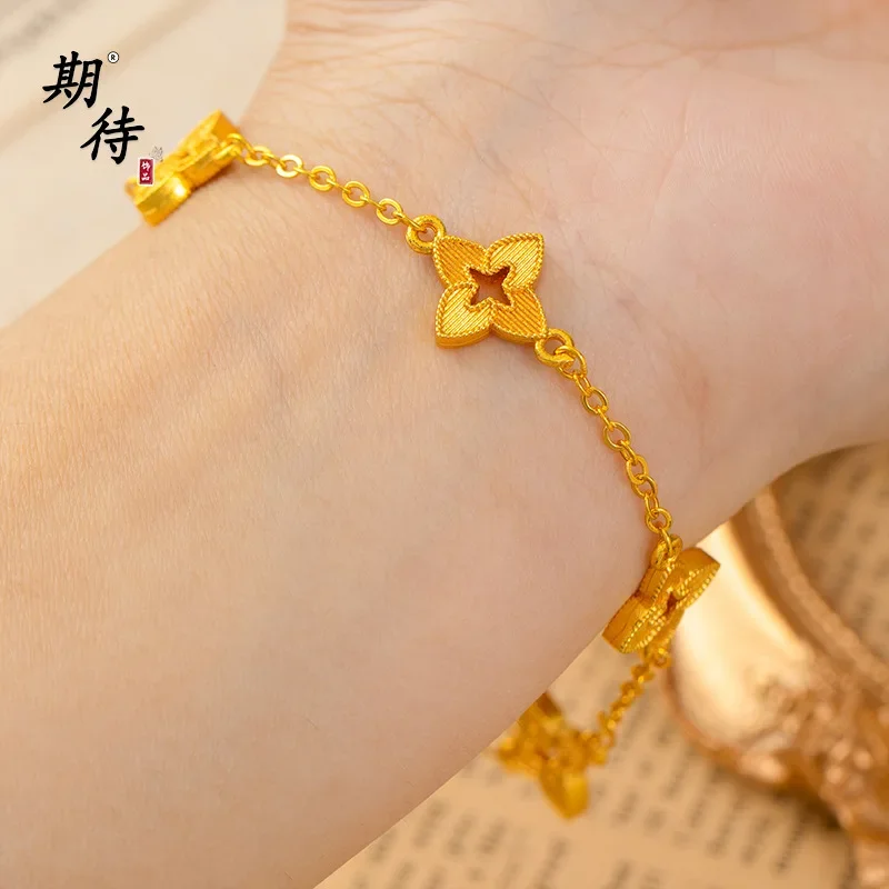 Luxury 24K 9999 Pure Gold real gold Women's Lucky Grass Cross Bracelet Ring Link Bracelet
Luxury 24K 9999 Pure Gold real gold Women's Lucky Grass Cross Bracelet Ring Link Bracelet