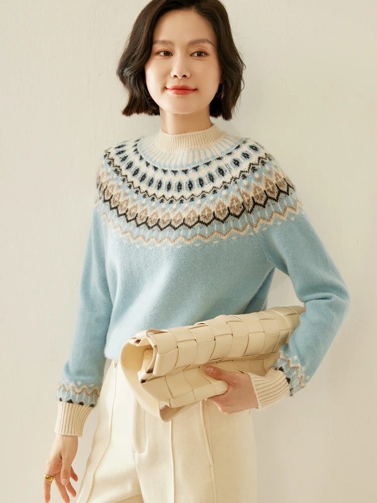 Luxury Woman 100% Cashmere Sweater O-Neck Fair Isle Pullover Soft Warm Knitwear Autumn Winter Retro Female Casual Clothing Top
Luxury Woman 100% Cashmere Sweater O-Neck Fair Isle Pullover Soft Warm Knitwear Autumn Winter Retro Female Casual Clothing Top