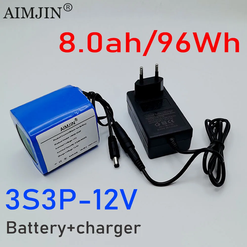 12V 3S3P with BMS battery pack 18650 lithium-ion 12V 8000mAh ultra large capacity rechargeable battery+12.6V DC 2A charger
12V 3S3P with BMS battery pack 18650 lithium-ion 12V 8000mAh ultra large capacity rechargeable battery+12.6V DC 2A charger