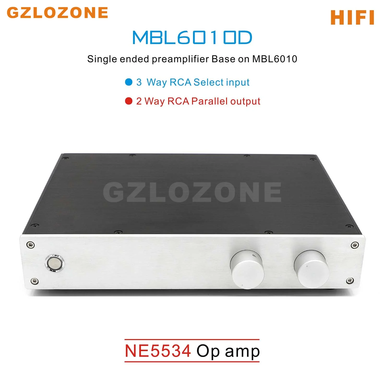 GZLOZONE HIFI 6010D Preamplifier NE5534 Base On M-B-L6010 Preamp Circuit 3 Way In And 2 Way Out
GZLOZONE HIFI 6010D Preamplifier NE5534 Base On M-B-L6010 Preamp Circuit 3 Way In And 2 Way Out