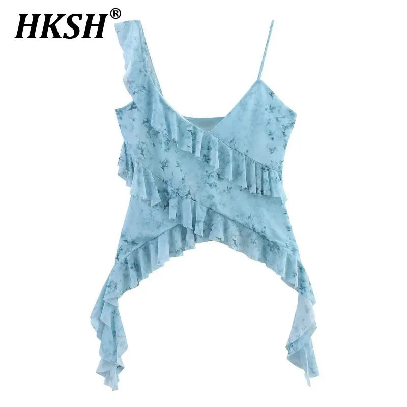HKSH Summer New Women's High Street Sweet Vintage Y2K Sexy Printed Ruffles Tank Tops V-Neck Asymmetrical Design Stap Vest HK5789
HKSH Summer New Women's High Street Sweet Vintage Y2K Sexy Printed Ruffles Tank Tops V-Neck Asymmetrical Design Stap Vest HK5789