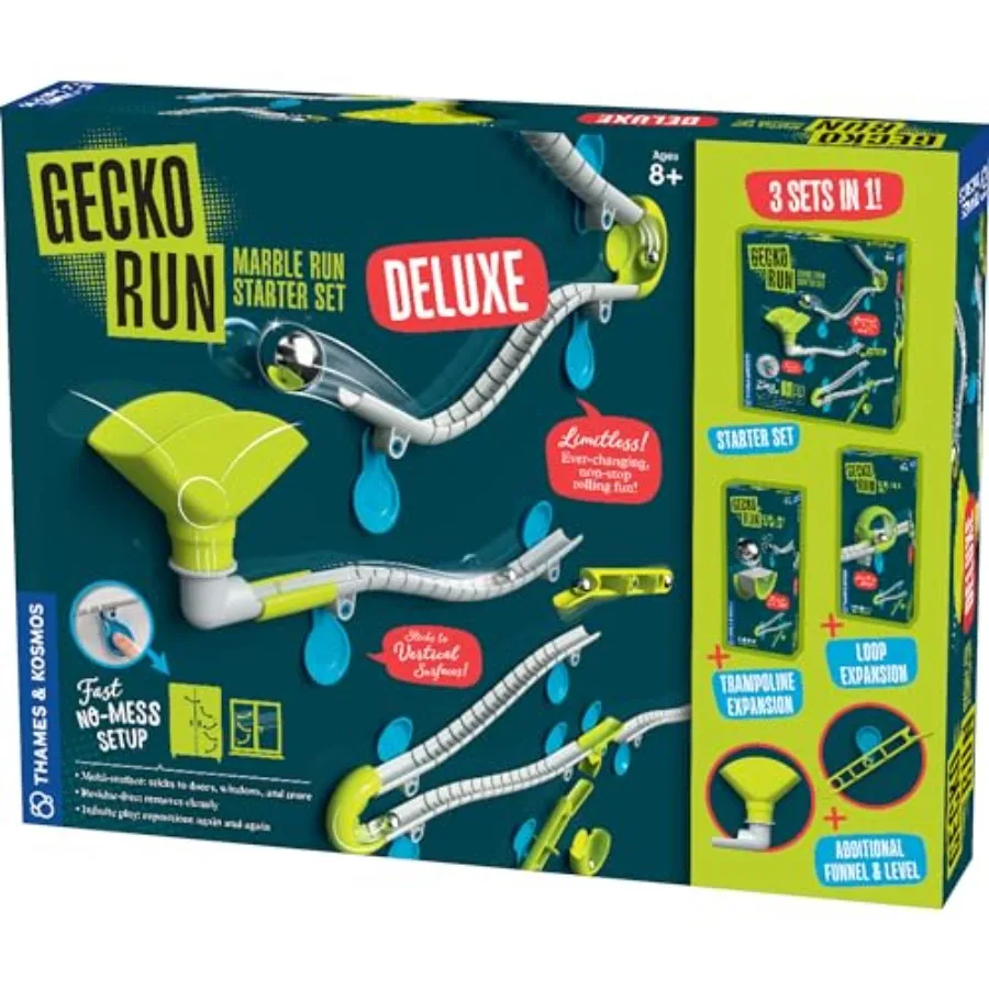 Gecko Run Marble Run Deluxe Starter Set: vertical marble run with flexible tracks loop trampoline tricks fast no-mess setup res
Gecko Run Marble Run Deluxe Starter Set: vertical marble run with flexible tracks loop trampoline tricks fast no-mess setup res