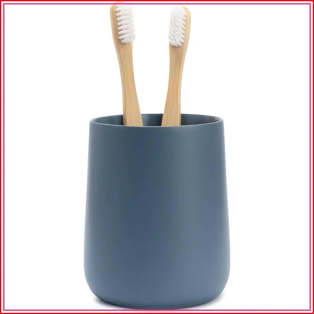 Matte Blue Toothbrush and Toothpaste Holder and Cup for Bathroom Vanity, Round Organizer for Electric Toothbrushes, Floss, Razors, Cotton, Mouthwash
Matte Blue Toothbrush and Toothpaste Holder and Cup for Bathroom Vanity, Round Organizer for Electric Toothbrushes, Floss, Razors, Cotton, Mouthwash