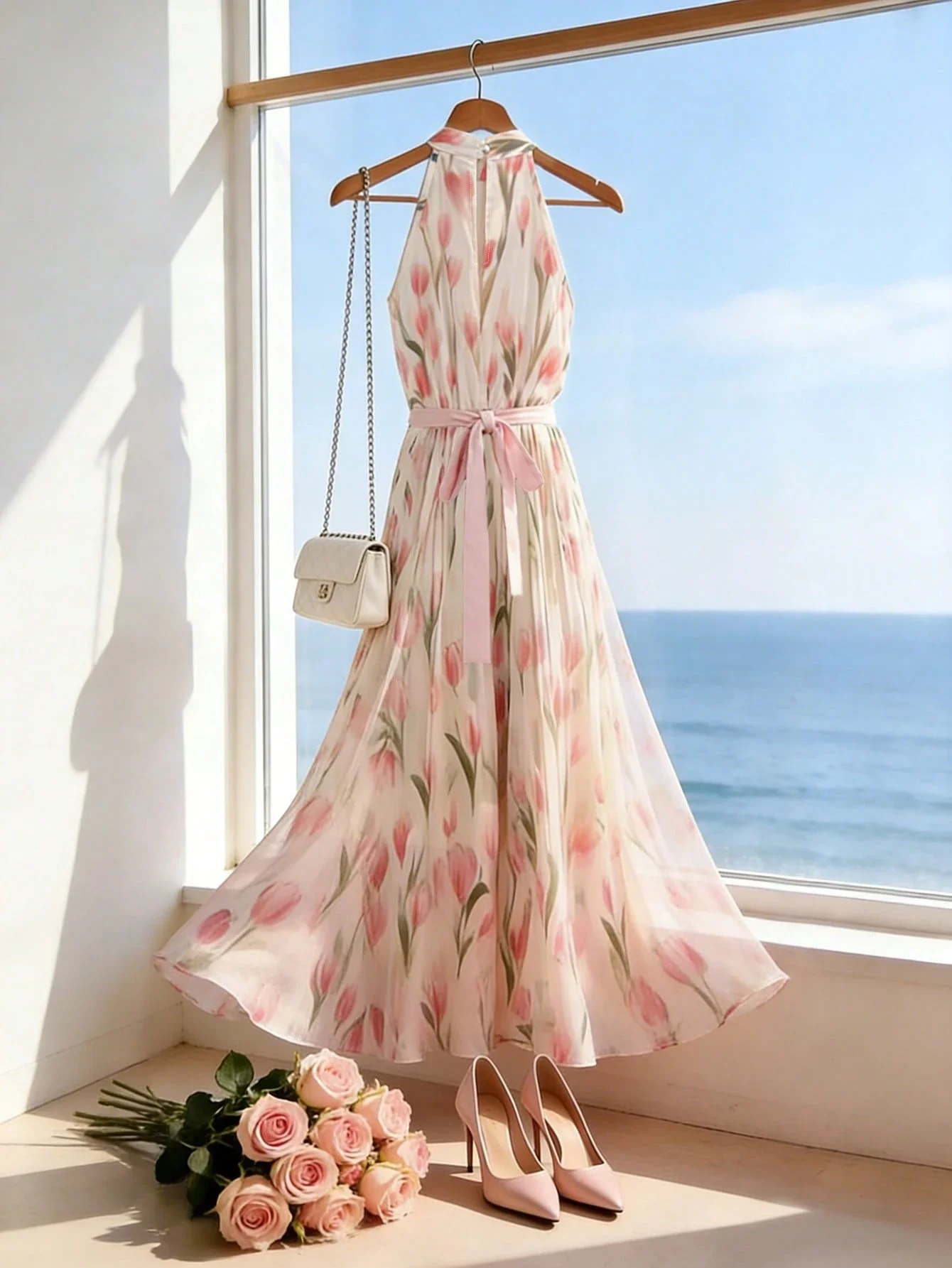 Elegant Floral Print Halter Neck A-Line Maxi Dress For Summer Vacation Beach
Elegant Floral Print Halter Neck A-Line Maxi Dress For Summer Vacation Beach