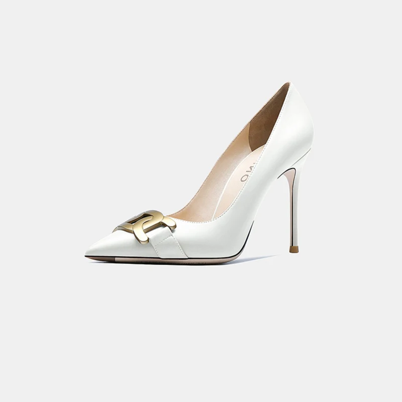 Spring Autumn New Women Pumps Pointed Toe White Genuine Leather Metal Buckle High Heels Shoes Femme Stiletto Heel Sexy Party 43
Spring Autumn New Women Pumps Pointed Toe White Genuine Leather Metal Buckle High Heels Shoes Femme Stiletto Heel Sexy Party 43