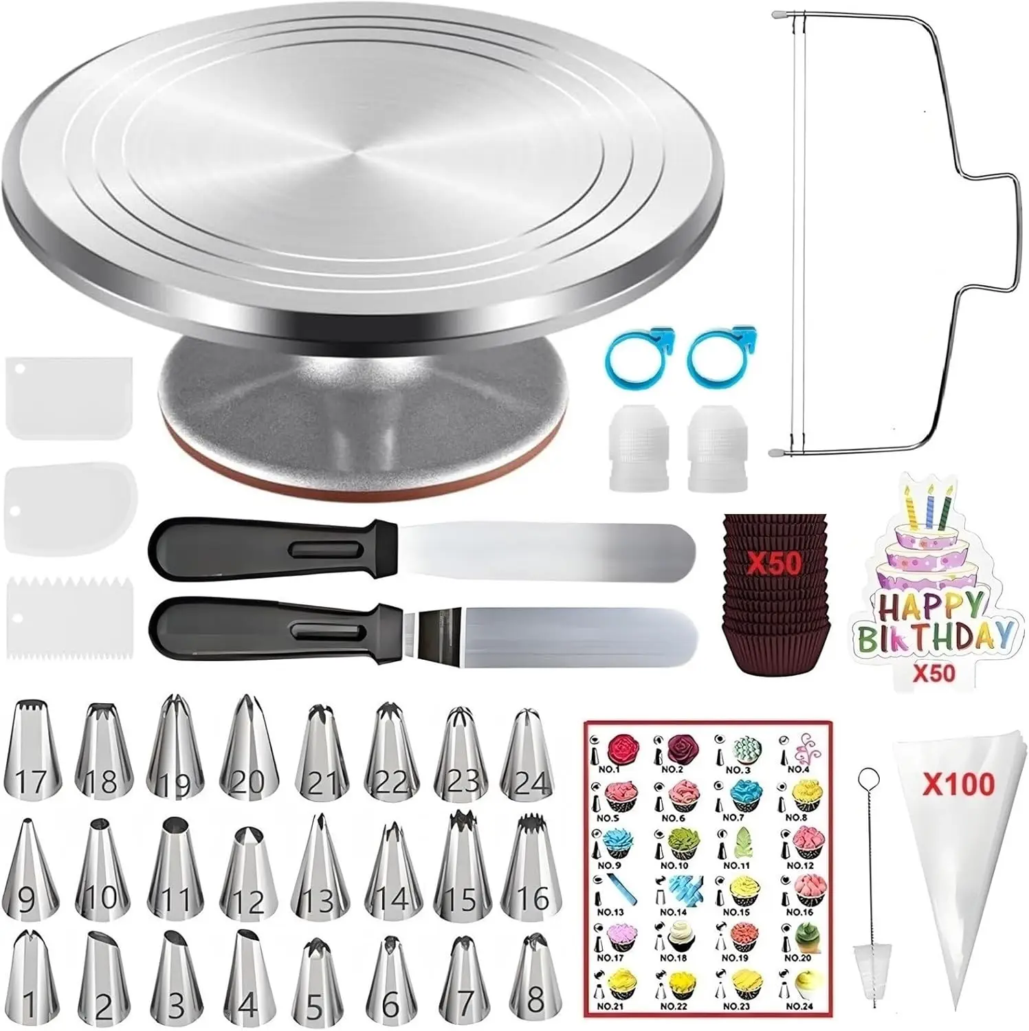 237-Piece Cake Decorating Kit with Turntable, Icing Tips, Spatulas, Scrapers & Baking Tools for Home Bakers
237-Piece Cake Decorating Kit with Turntable, Icing Tips, Spatulas, Scrapers & Baking Tools for Home Bakers