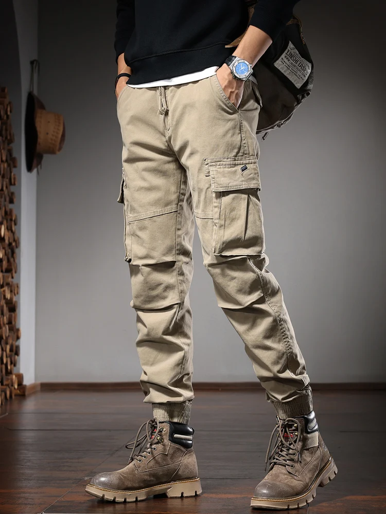Autumn Men's Tactical Cargo Pants Fashion Khaki Cotton Slim Fit Drawstring Trousers
Autumn Men's Tactical Cargo Pants Fashion Khaki Cotton Slim Fit Drawstring Trousers