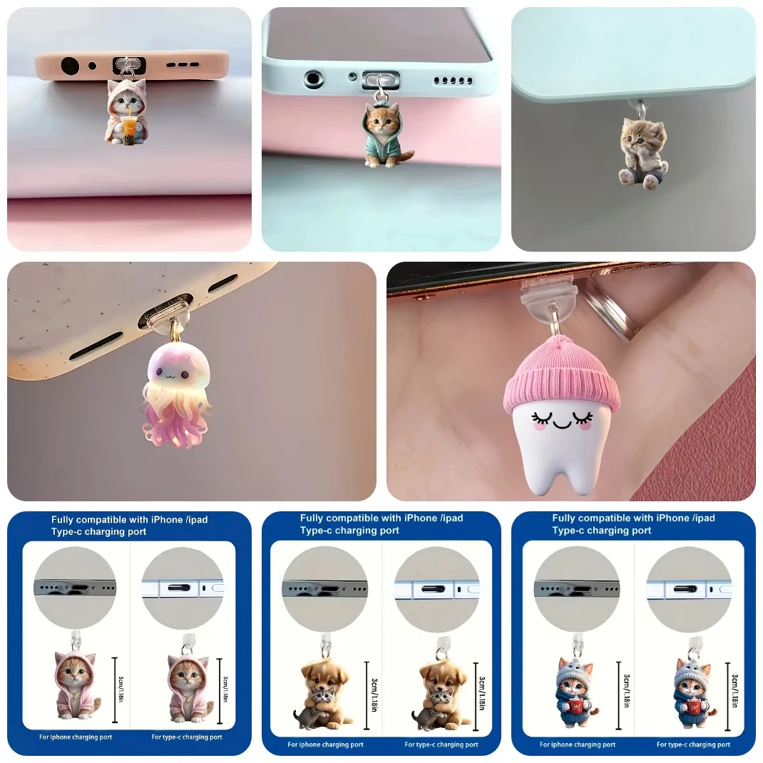 Cute 3D Cat Dog Bubble Tea Type-C Dust Plug Phone Charm Anti-Lost Kitten Pendant USB C Port Cover for Android Phone
Cute 3D Cat Dog Bubble Tea Type-C Dust Plug Phone Charm Anti-Lost Kitten Pendant USB C Port Cover for Android Phone