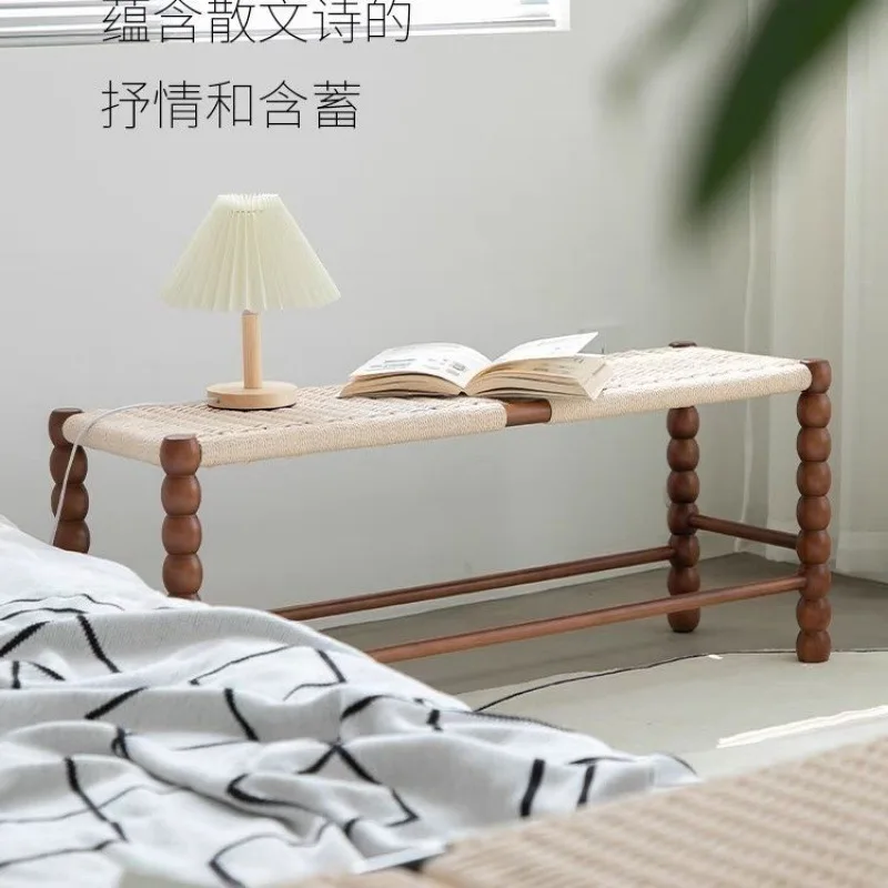 Medieval braided rope solid wood bench designer creative bedside stool household entrance retro shoe
Medieval braided rope solid wood bench designer creative bedside stool household entrance retro shoe