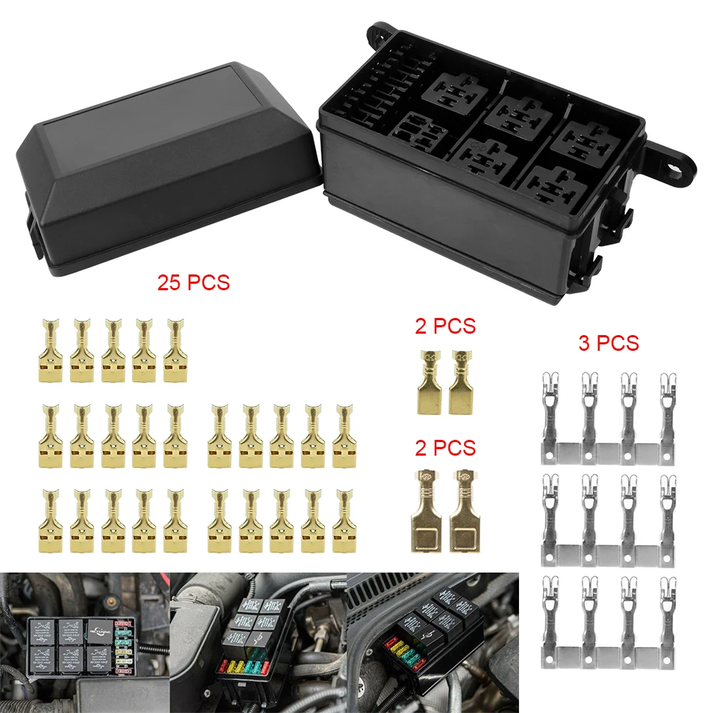 Holder Block Accessories For Car Truck Trailer Black Auto Replacement Part 6 Way Fuse Relay Box Circuit Protector Terminal
Holder Block Accessories For Car Truck Trailer Black Auto Replacement Part 6 Way Fuse Relay Box Circuit Protector Terminal