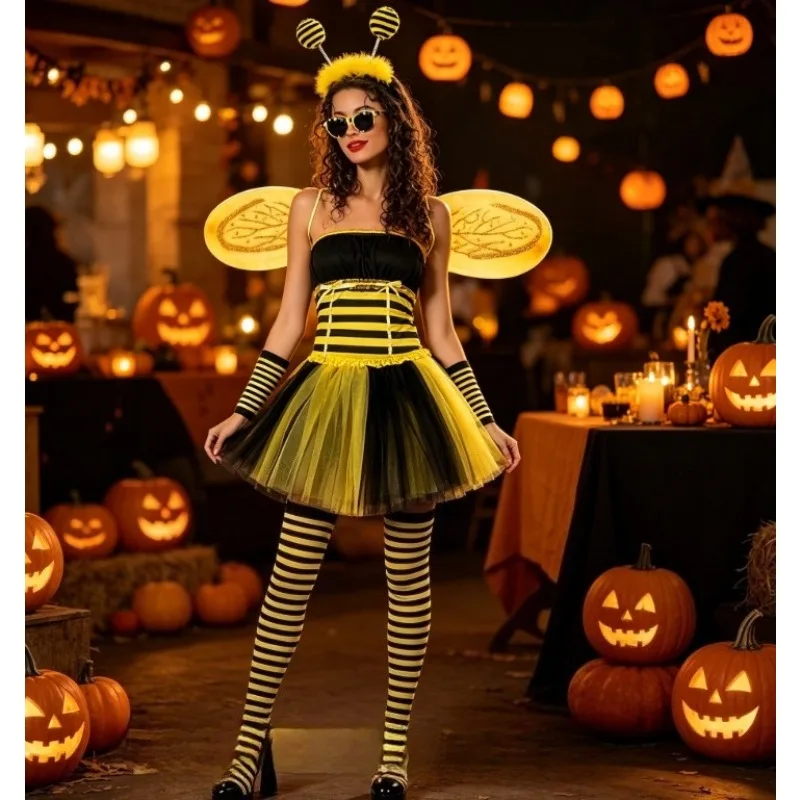 Halloween Bee Adult Costume Set Wings Cape Headband Glasses for Party Dress Up
Halloween Bee Adult Costume Set Wings Cape Headband Glasses for Party Dress Up