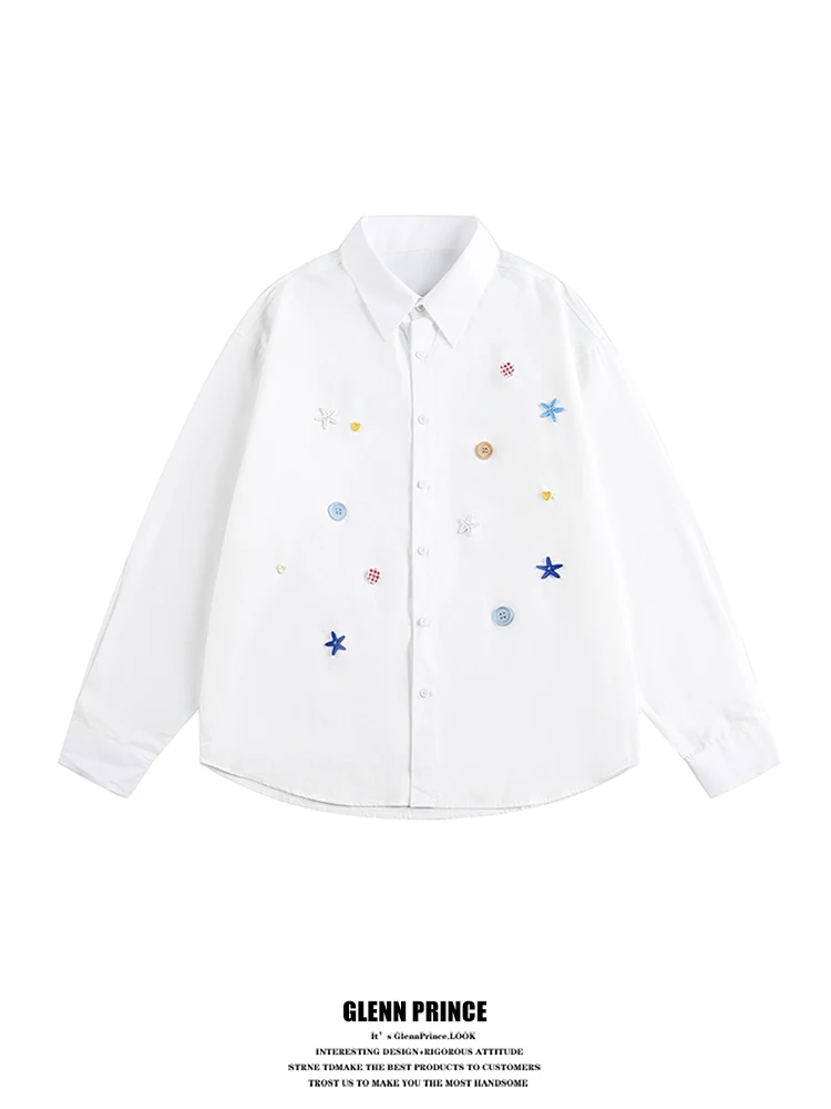 White Long Sleeve Men's Shirt Star Button Design Spring Casual Style Polyester Cotton Blend Breathable Comfortable Unisex Coat
White Long Sleeve Men's Shirt Star Button Design Spring Casual Style Polyester Cotton Blend Breathable Comfortable Unisex Coat