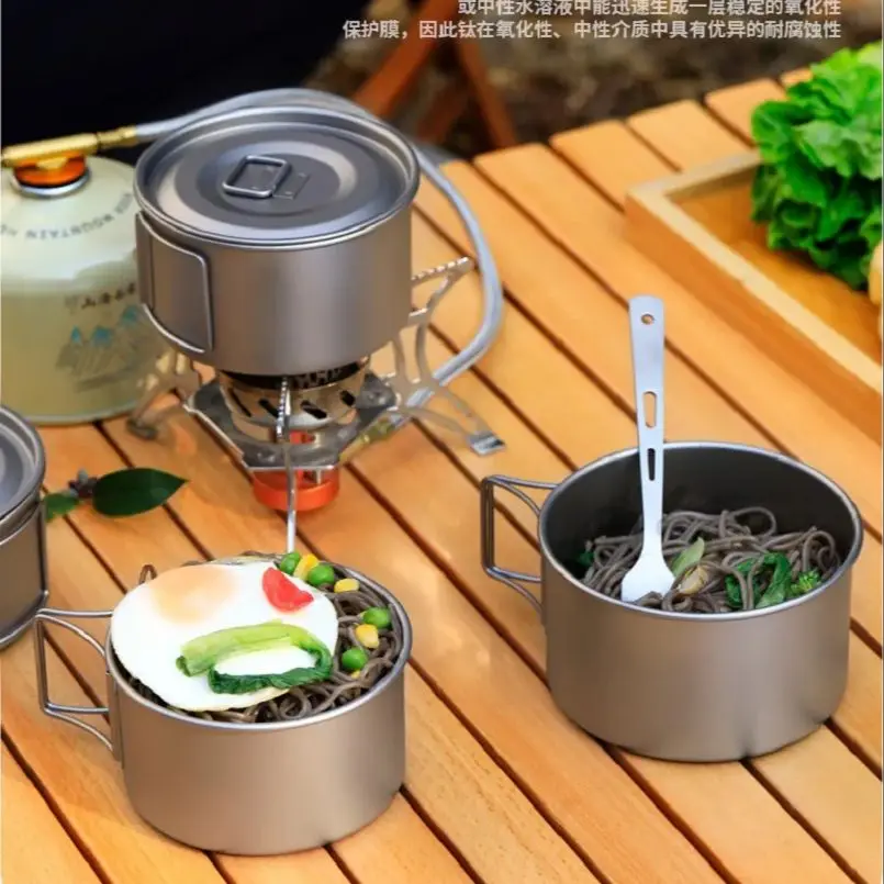New Design Camping Titanium Cooking Pot 450ml 600ml Ultralight Portable Picnic Cookware Titanium Pot
New Design Camping Titanium Cooking Pot 450ml 600ml Ultralight Portable Picnic Cookware Titanium Pot