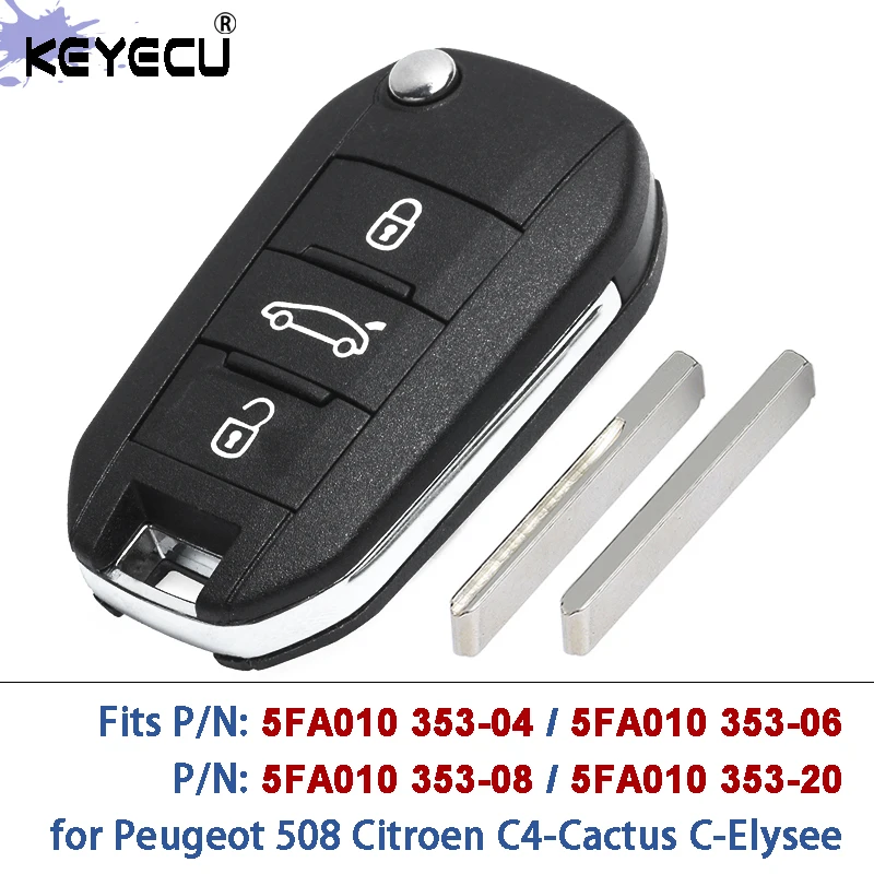 KEYECU 5FA010 353-04/06/20 434 МГц PCF7941 Чип-откидной дистанционный брелок для Peugeot 508 Citroen C4-Cactus C-Elysee HU83/VA2
KEYECU 5FA010 353-04/06/20 434 МГц PCF7941 Чип-откидной дистанционный брелок для Peugeot 508 Citroen C4-Cactus C-Elysee HU83/VA2