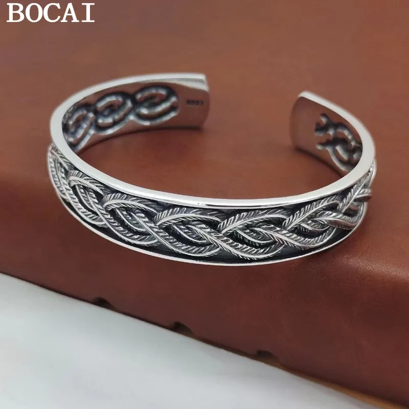 BOCAI New S925 Sterling Silver Retro Personalized Trendy Seiko Fried Dough Twists Weave Bracelet Men's Gift
BOCAI New S925 Sterling Silver Retro Personalized Trendy Seiko Fried Dough Twists Weave Bracelet Men's Gift