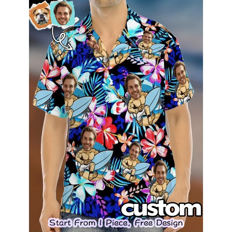 Flower Surf Pattern Hawaiian Shirt For Men Customized 3D Print Short Sleeves Summer Loose Aloha Shirts Lapel Tops Street Blouse
Flower Surf Pattern Hawaiian Shirt For Men Customized 3D Print Short Sleeves Summer Loose Aloha Shirts Lapel Tops Street Blouse