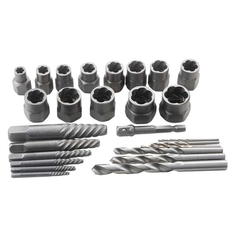 H-W 26 Piece Hex Screw Tool Sleeve Broken Wire Extractor Silver Is Used To Remove Damaged Studs, Bolts And Screws.
H-W 26 Piece Hex Screw Tool Sleeve Broken Wire Extractor Silver Is Used To Remove Damaged Studs, Bolts And Screws.