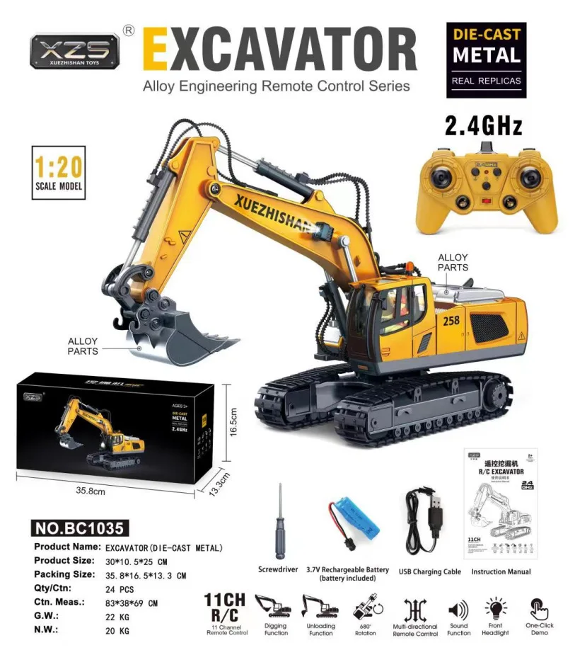 Yi Gong Remote Control Excavator 1/20 Scale Screw Rod Alloy Full Channel 2.4 Ghz Tracked Engineering Vehicle For Adult Hobby
Yi Gong Remote Control Excavator 1/20 Scale Screw Rod Alloy Full Channel 2.4 Ghz Tracked Engineering Vehicle For Adult Hobby