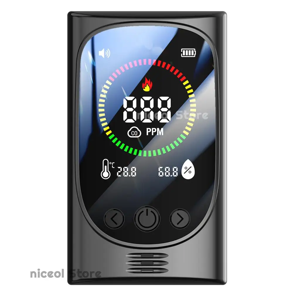 4-in-1 Carbon Monoxide Alarm with Temperature & Humidity Display Portable Carbon Monoxide Detector for Home Bedroom Kitchen RV