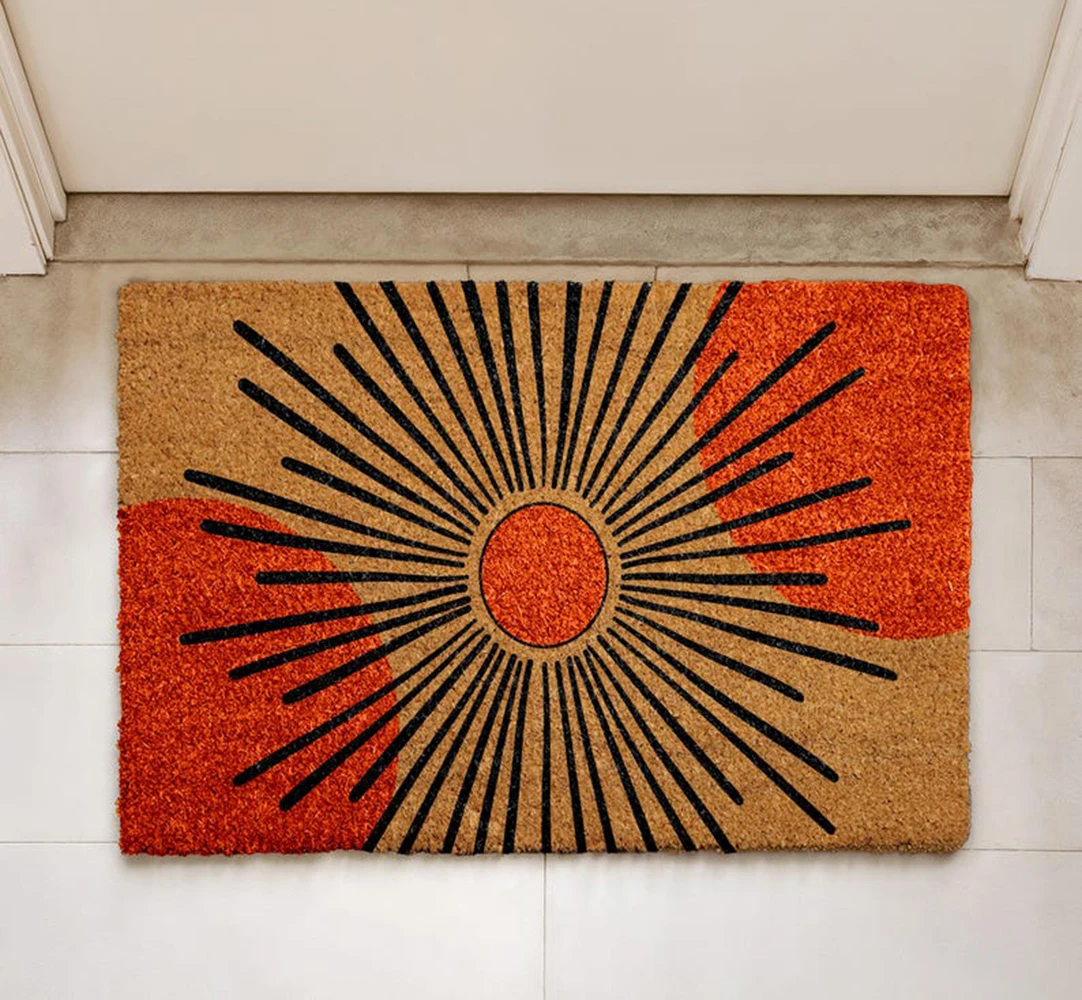 Custom Personalized Coir Doormat Mid Century Sunburst Design Heavy Duty Non Slip Rubber Backing Outdoor Entrance Scraper
Custom Personalized Coir Doormat Mid Century Sunburst Design Heavy Duty Non Slip Rubber Backing Outdoor Entrance Scraper