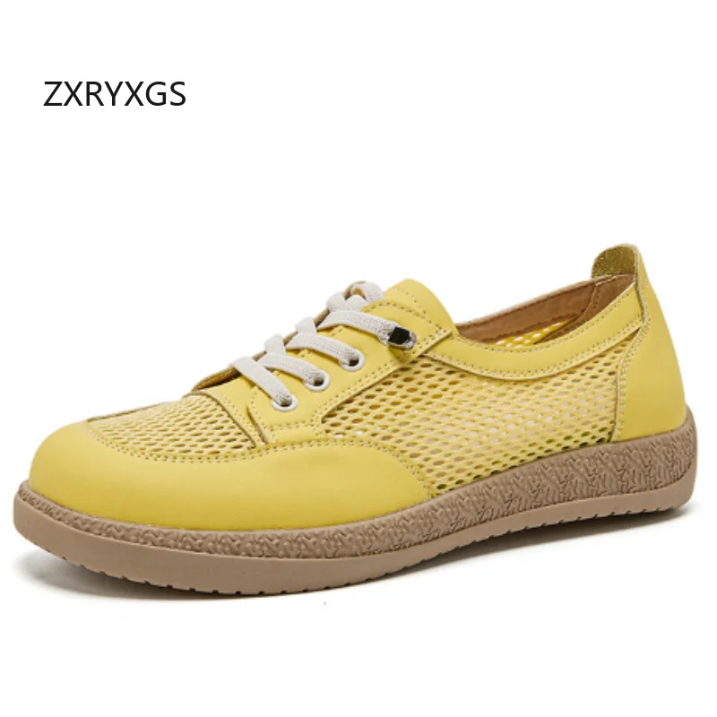 ZXRYXGS 2025 New Lace-up Cowhide Splicing Mesh Women's Sneakers Sandals Summer Comfortable and Breathable Flat Sneakers Tide
ZXRYXGS 2025 New Lace-up Cowhide Splicing Mesh Women's Sneakers Sandals Summer Comfortable and Breathable Flat Sneakers Tide