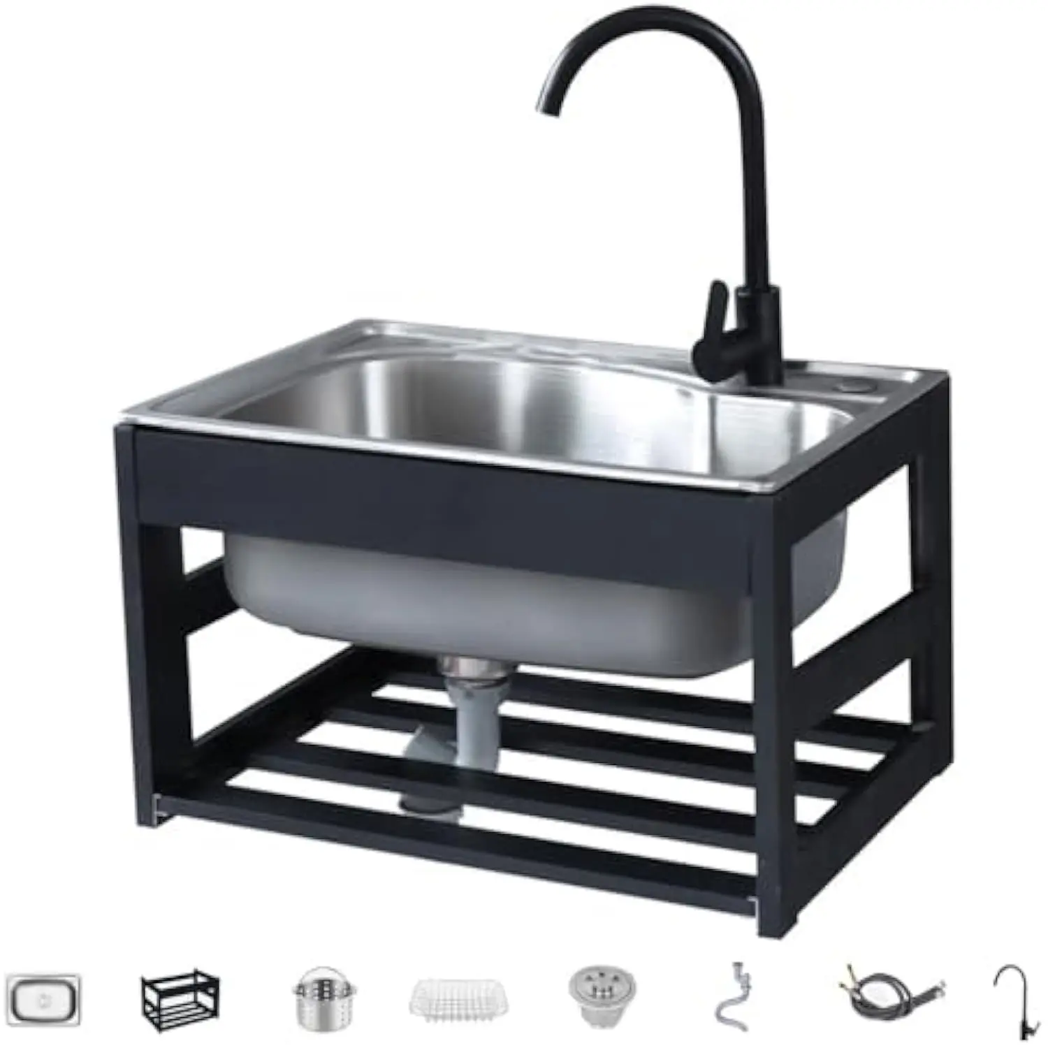 Kitchen Sink Stainless Steel Utility Sink, 19x14in 21x15in 23x17in Outdoor Washing Hand Basin W/Storage Shelve, for Indoor Outd
Kitchen Sink Stainless Steel Utility Sink, 19x14in 21x15in 23x17in Outdoor Washing Hand Basin W/Storage Shelve, for Indoor Outd