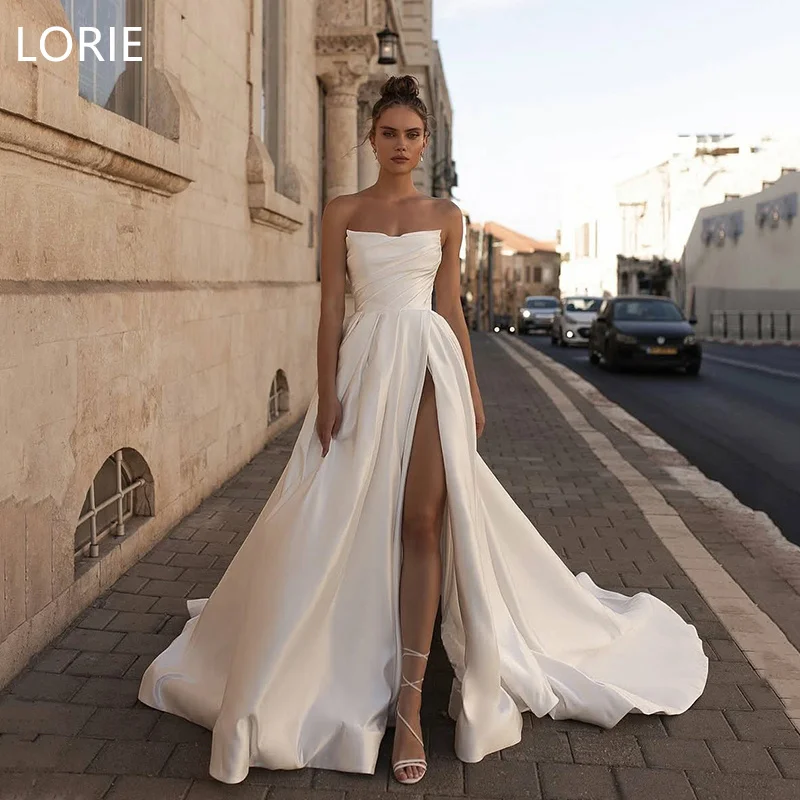 LORIE A-line Satin vestidos de novia Side Split Wedding Dress Sleeveless Bridal Gowns Backless Wedding Gown Customized 2025
LORIE A-line Satin vestidos de novia Side Split Wedding Dress Sleeveless Bridal Gowns Backless Wedding Gown Customized 2025