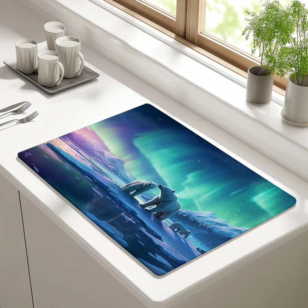 Polar Bear North Lights Draining Pad Drying Mat For Kitchen Bar Coffee Dishes Rubber Quick Drying Water Absorbent Anti-slip Mat
Polar Bear North Lights Draining Pad Drying Mat For Kitchen Bar Coffee Dishes Rubber Quick Drying Water Absorbent Anti-slip Mat