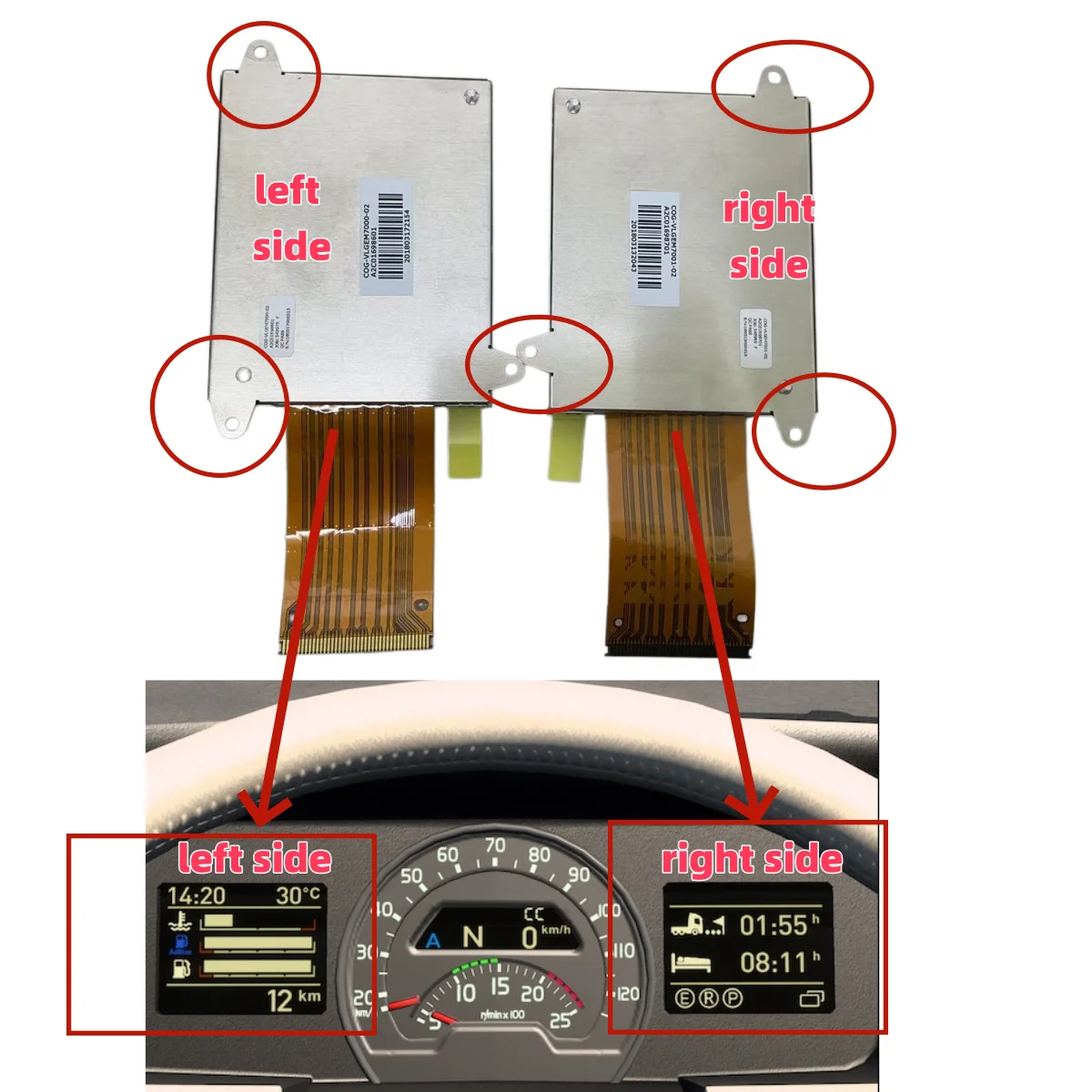 4" LCD Display For Volvo FH4 FH16 ETS2 FM FMX Euro 5 & 6 Instrument Cluster Screen Replacement COG-VLGEM7000-02 COG-VLGEM7001-02
4" LCD Display For Volvo FH4 FH16 ETS2 FM FMX Euro 5 & 6 Instrument Cluster Screen Replacement COG-VLGEM7000-02 COG-VLGEM7001-02