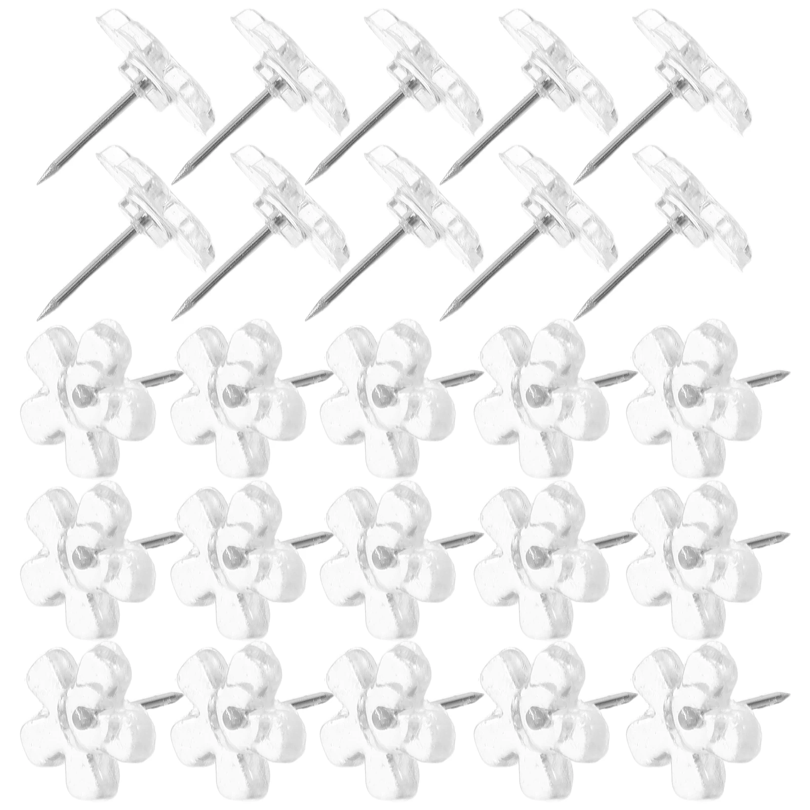 100pcs Clear Thumb Tacks Flat Top Pushpins Plum Blossom I-shaped Nail Cork Board Map Thumb Tacks Plastic Iron Material
100pcs Clear Thumb Tacks Flat Top Pushpins Plum Blossom I-shaped Nail Cork Board Map Thumb Tacks Plastic Iron Material