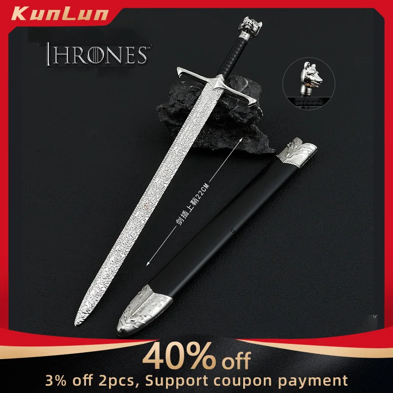 22CM Game Tv Series Peripherals Icefield Wolf Gang Sword with Sheath Alloy Craft Moodel Dragon's Mother Weapon Steel Katana Toys
22CM Game Tv Series Peripherals Icefield Wolf Gang Sword with Sheath Alloy Craft Moodel Dragon's Mother Weapon Steel Katana Toys