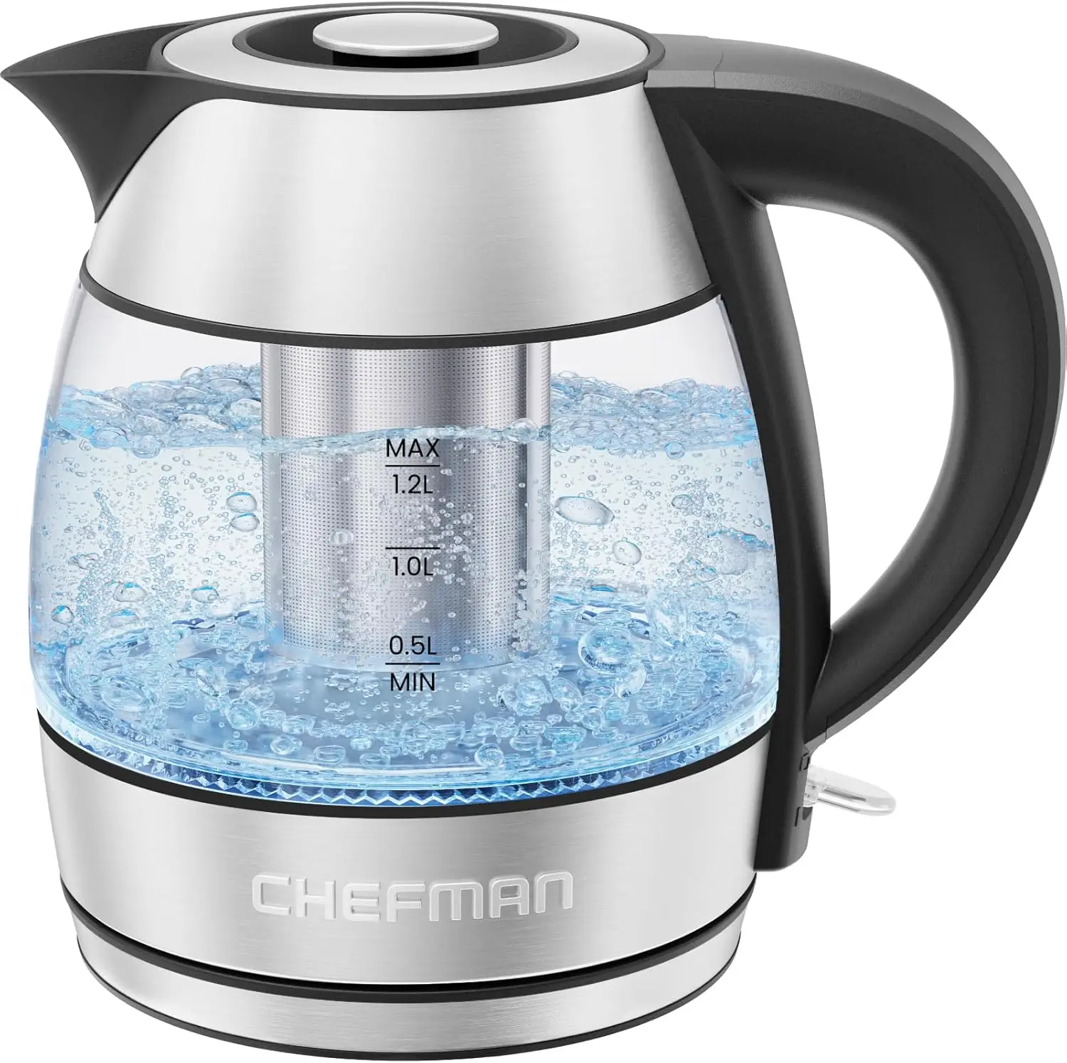 1.2L 1500W Electric Kettle with Tea Infuser, BPA Free, Auto Shut Off, Cordless Glass Hot Water Pot, Blue LED
1.2L 1500W Electric Kettle with Tea Infuser, BPA Free, Auto Shut Off, Cordless Glass Hot Water Pot, Blue LED