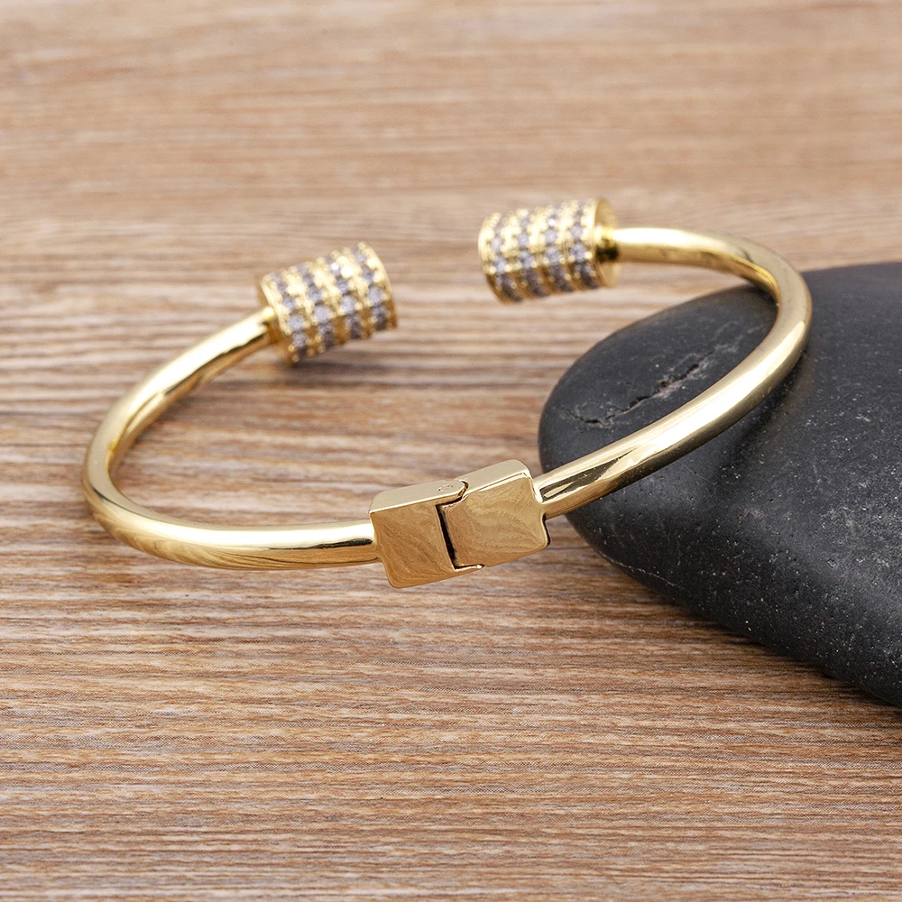 Nidin Fashion Female White Zircon Stone Bracelet Gold Plated Open Adjustable Bangle For Women Wedding Birthday Jewelry Gifts
Nidin Fashion Female White Zircon Stone Bracelet Gold Plated Open Adjustable Bangle For Women Wedding Birthday Jewelry Gifts