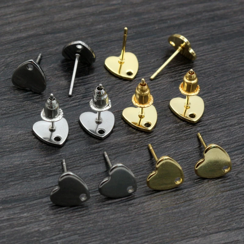 20pcs 8mm Heart 316 Stainless Steel Gold Plated Pin Stud Earring With Hole Connector For DIY Jewelry Making Supplies Findings
20pcs 8mm Heart 316 Stainless Steel Gold Plated Pin Stud Earring With Hole Connector For DIY Jewelry Making Supplies Findings