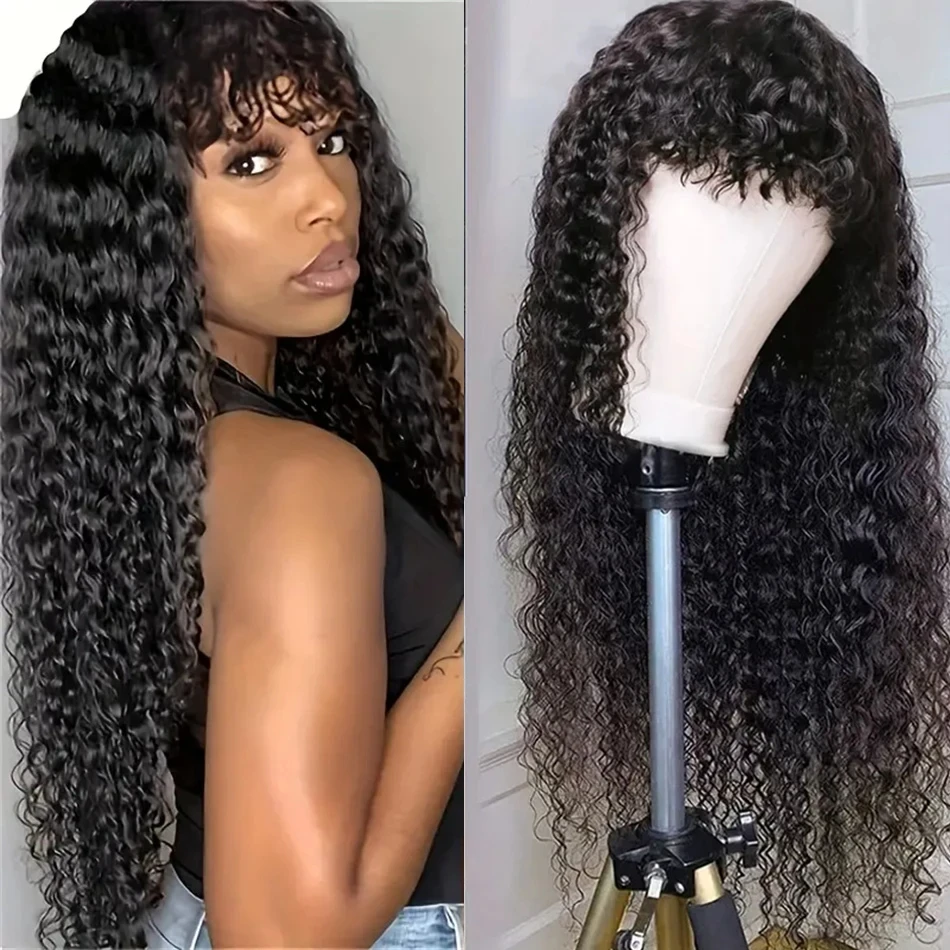 Water Wave Wigs For Women 100 humain hair Deep Curly Wig With Bangs Perruque Cheveux Humain Full Machine Made Wigs Sale
Water Wave Wigs For Women 100 humain hair Deep Curly Wig With Bangs Perruque Cheveux Humain Full Machine Made Wigs Sale