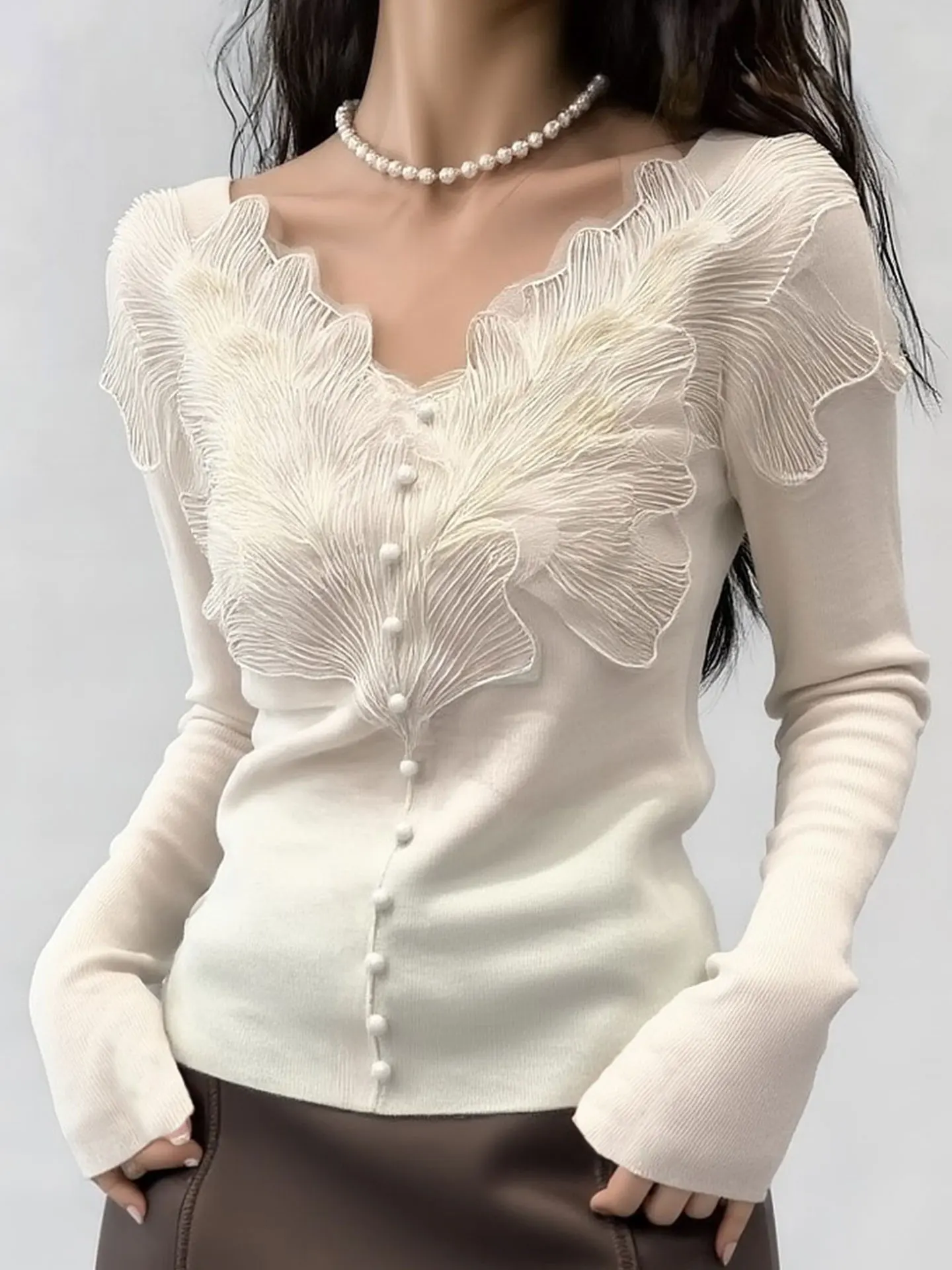 Ele V-Ne Long Sve Knitwear Winter 2025 Slim Fit Base irt Top Korean Sle Commute Warmth Faion Inner Wear
Ele V-Ne Long Sve Knitwear Winter 2025 Slim Fit Base irt Top Korean Sle Commute Warmth Faion Inner Wear